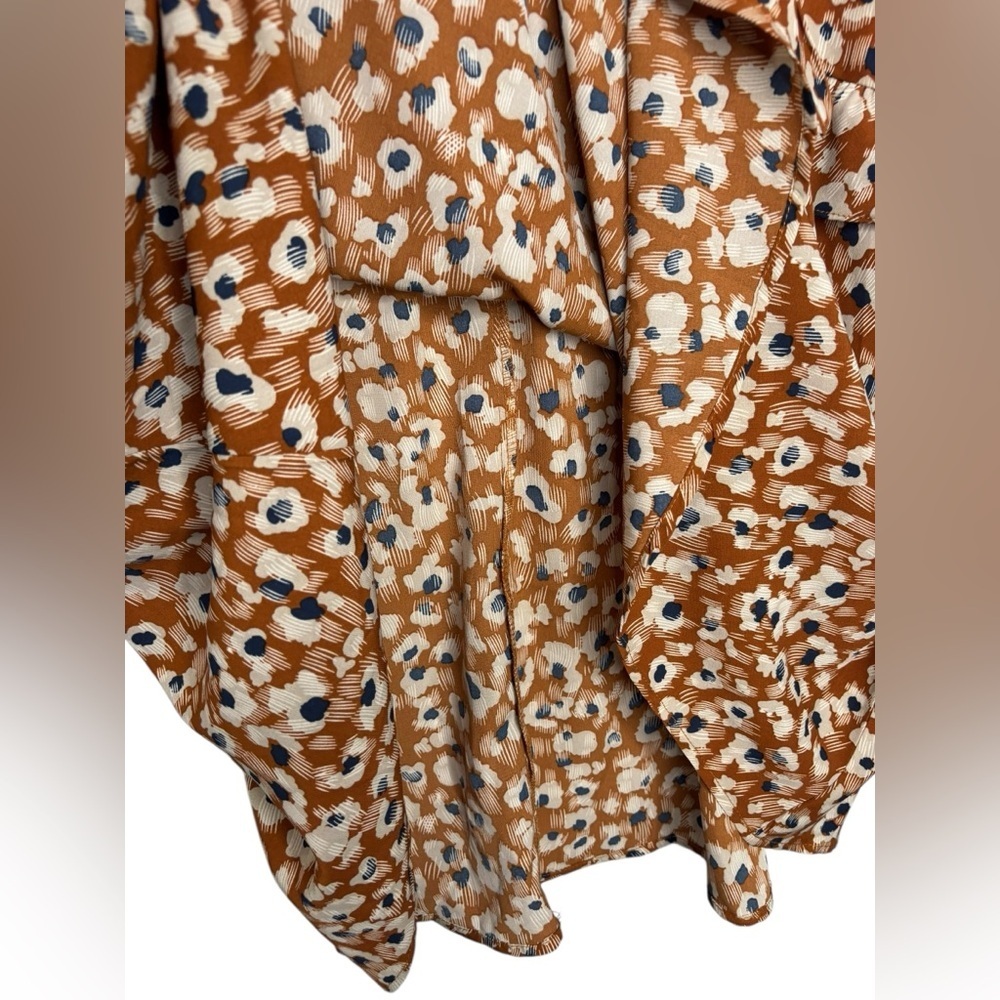 Umgee Rust Leopard Print Mini Dress Short Ruffled Sleeves Boxy Size Medium - Picture 4 of 10